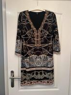 Zwarte jurk met print - K Design - Maat L, Kleding | Dames, Jurken, Zwart, Maat 42/44 (L), Ophalen of Verzenden, Zo goed als nieuw