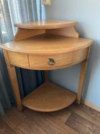 Eiken hoektafeltje met lade - 70x52 cm, Huis en Inrichting, Tafels | Bijzettafels, Ophalen, Minder dan 55 cm, Zo goed als nieuw