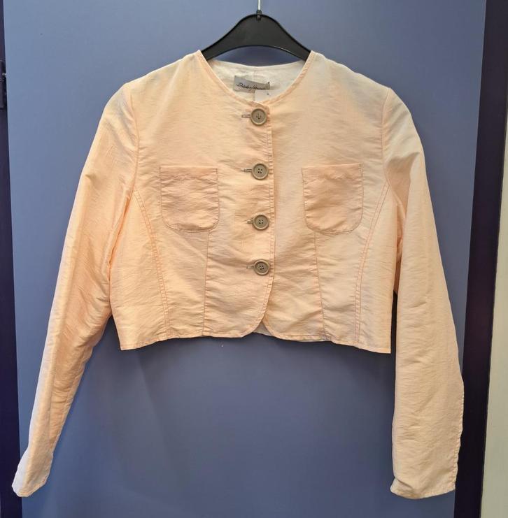 Dieter Heupel korte blazer licht roze metallic stof 40 43047, Kleding | Dames, Jasjes, Kostuums en Pakken, Zo goed als nieuw, Jasje