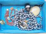 sieraden goud, bl. koraal, parels, zilver., Sieraden, Tassen en Uiterlijk, Antieke sieraden, Verzenden, Goud, Hanger, Met edelsteen