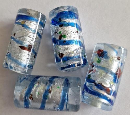 4 bewerkte grote buis vorm glas kralen 30x15 mm, Hobby en Vrije tijd, Kralen en Sieraden maken, Nieuw, Kraal, Verzenden