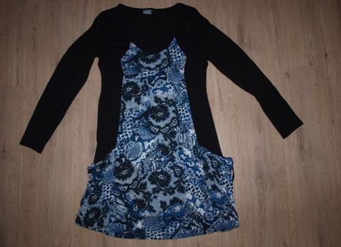 Zwart met Blauwe Tuniek LIV (40), Kleding | Dames, Blouses en Tunieken, Zo goed als nieuw, Maat 38/40 (M), Zwart, Ophalen of Verzenden