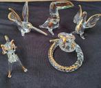 5 Vintage figuurtjes kristal glas met goud accenten, Ophalen of Verzenden