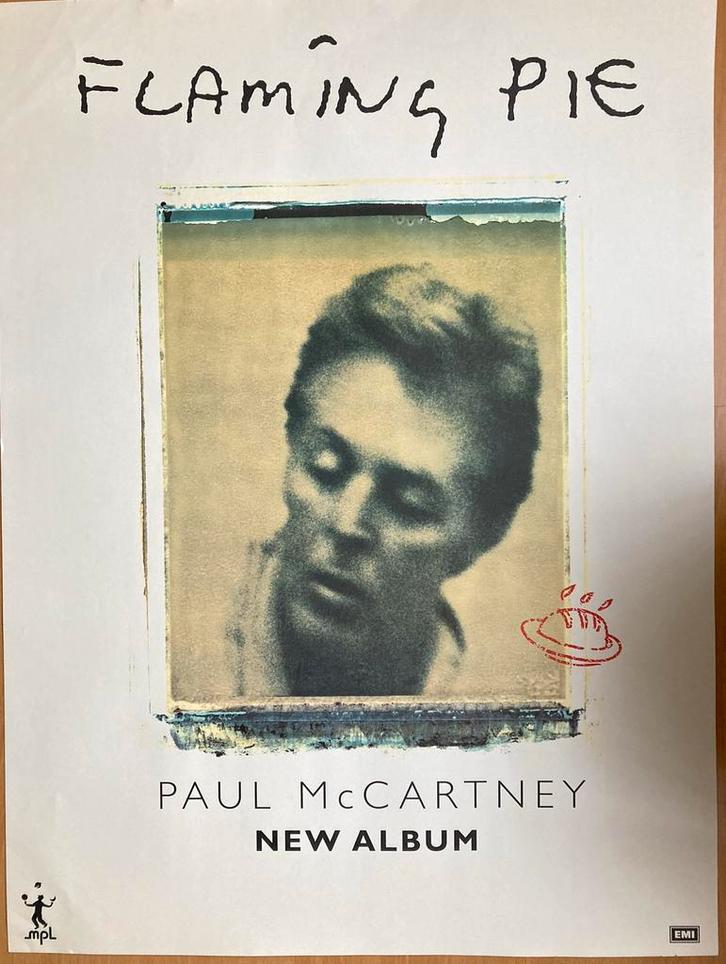 Paul McCartney promotie poster Flaming Pie, Verzamelen, Muziek, Artiesten en Beroemdheden, Zo goed als nieuw, Poster, Artwork of Schilderij