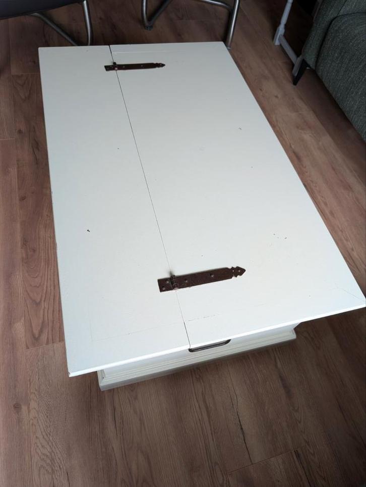 Witte Tafel/Kist - Opbergruimte, Huis en Inrichting, Tafels | Salontafels, Ophalen