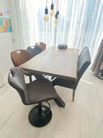 Boomstam eettafel set barstoelen en bank, Huis en Inrichting, Complete eetkamers, Ophalen, Zo goed als nieuw