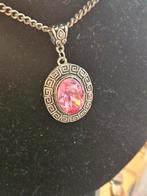 Zilveren 925 Ketting met Swarovski Steen, Met edelsteen, Ophalen of Verzenden, Zo goed als nieuw, Roze