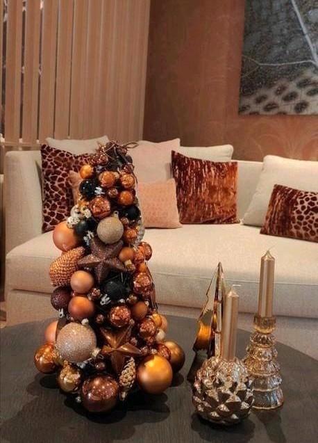 Kerstboompje ballen bronskleurig handmade, Diversen, Kerst, Zo goed als nieuw, Ophalen