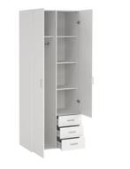 Mooie kledingkast, 78x201, wit, hoogglans, hang-leg, 3 lades, Met deur(en), Zo goed als nieuw, 150 tot 200 cm, 50 tot 75 cm