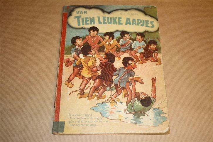 Van tien leuke aapjes. 1948., Boeken, Prentenboeken en Plaatjesalbums, Gelezen, Ophalen of Verzenden