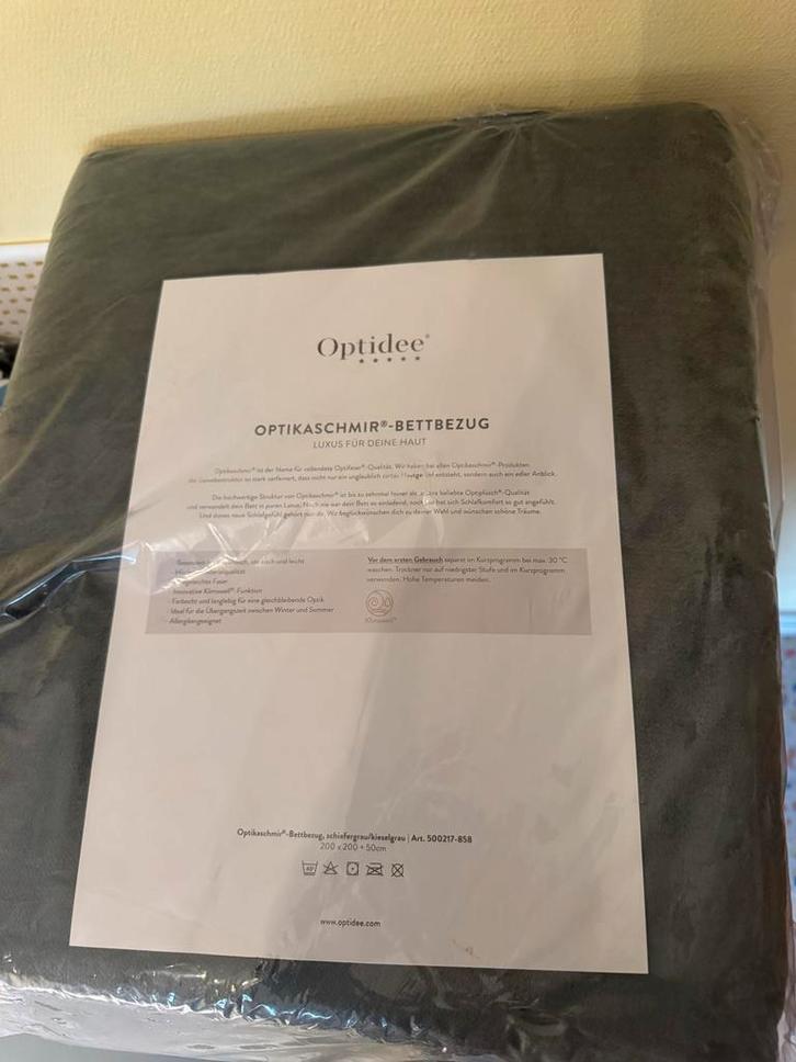 Optidee Optikaschmir Dekbedovertrek 200x200 Grijs Nieuw, Huis en Inrichting, Slaapkamer | Beddengoed, Nieuw, Dekbedovertrek, Tweepersoons