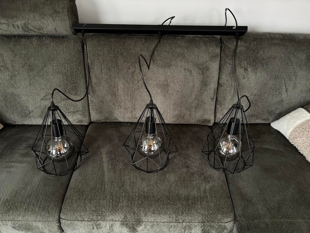 Moderne hanglamp met 3 lampen, Ophalen, Zo goed als nieuw, Metaal, Modern
