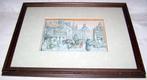 Anton Pieck-Enkhuizen. 3D prent. Achter glas, houten lijst., Antiek en Kunst, Ophalen of Verzenden