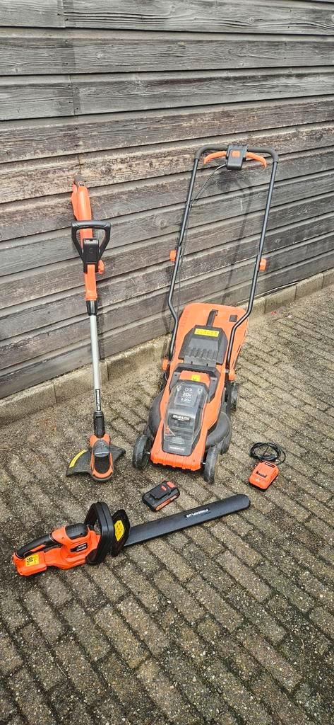 Powerplus Accu Grasmaaier, Heggenschaar & Grastrimmer Set, Tuin en Terras, Grasmaaiers, Gebruikt, Accu-grasmaaier, 30 t/m 39 cm