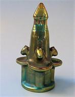 Zsolnay fontein in groen eosin (7436), Verzamelen, Beelden en Beeldjes, Ophalen, Zo goed als nieuw, Overige typen