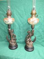 zeldzame set antieke olielampen van Rousseau 56cm hoog., Ophalen of Verzenden