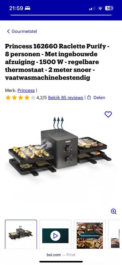 Princess raclette gourmetstel voor 8 personen met ventilator, Witgoed en Apparatuur, Gourmetstellen, Nieuw, 8 personen of meer