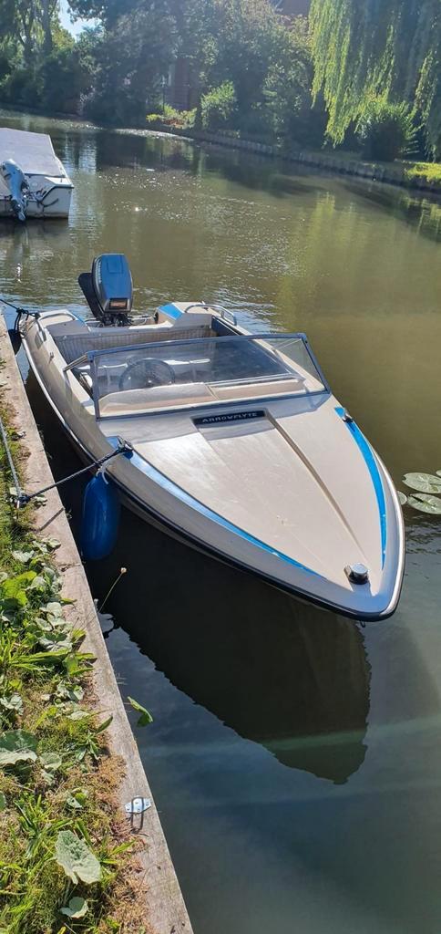 Motorboot Fletcher Arrowflyte, incl. motor en toebehoren, Watersport en Boten, Speedboten, Gebruikt, 3 tot 6 meter, Benzine, Minder dan 70 pk