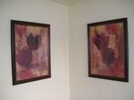 2 prachtig schilderijen donkerrode tinten met mooie lijsten, Schilderij, Zo goed als nieuw, Ophalen