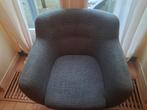 Grijze fauteuil met knopen - Retrostoel, Huis en Inrichting, Ophalen, Gebruikt, 75 tot 100 cm, 75 tot 100 cm