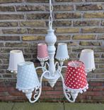Te Koop! Een z.g.a.n kandelaar met mooie lampenkapjes., Ophalen of Verzenden, Zo goed als nieuw, Wit, Rond
