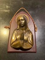 Prachtige grote koperen Maria beeld ❤️ op houten plaquette, Ophalen of Verzenden