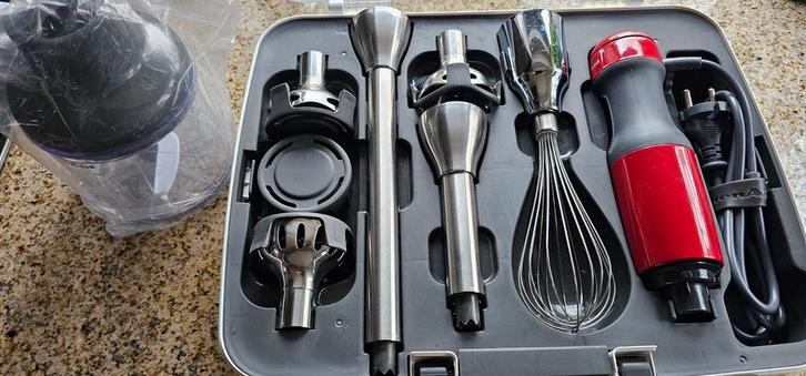 KitchenAid Staafmixer - Complete Set hakmolen maatbeker ZGAN, Witgoed en Apparatuur, Blenders, Zo goed als nieuw, Blender, Ophalen of Verzenden