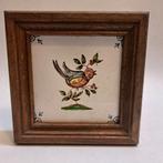 Vintage Tegeltableau met Vogel in Houten Lijst, Antiek en Kunst, Ophalen of Verzenden