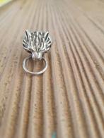 925 zilveren ring, wolf. Maat 18., Ophalen of Verzenden, Zilver, Ring