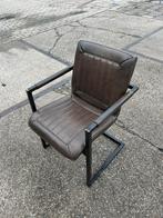 Industiele eetstoelen / 6 stuks (staal/leer) bruin/taupe, Ophalen, Minder dan 75 cm, Leer, Zo goed als nieuw