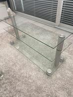 Glazen salontafel, Huis en Inrichting, Tafels | Salontafels, Ophalen, Gebruikt, 100 tot 150 cm, 50 tot 100 cm