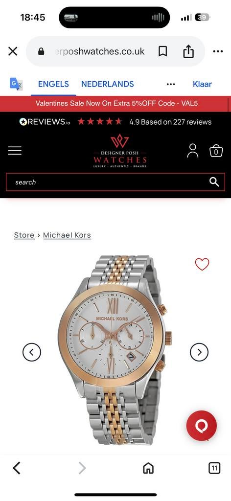 Michel kors horloge, Ophalen of Verzenden, Zo goed als nieuw, Staal, Overige merken