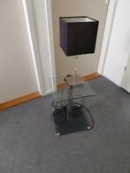 Modern glazen bijzettafeltje met bijpassende lamp, Minder dan 55 cm, Rond, Glas, Ophalen