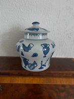 Vintage blauw-witte pot met deksel, Antiek en Kunst, Ophalen of Verzenden