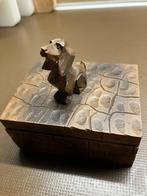 Houten tabaks doosje met hond, Antiek en Kunst, Ophalen of Verzenden