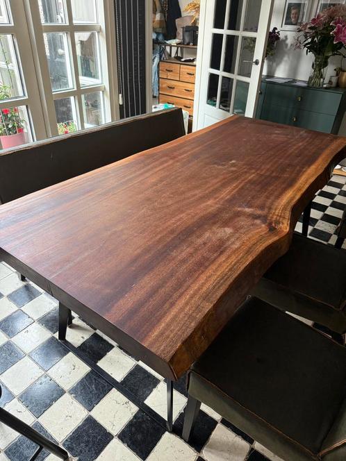 Massief houten tafel, Huis en Inrichting, Tafels | Eettafels, Gebruikt, 50 tot 100 cm, 200 cm of meer, Vijf personen of meer, Rechthoekig