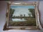 Schilderij Hollands landschap, koeien, weide., Antiek en Kunst, Ophalen