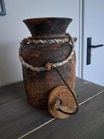 Mooie, oude nepalese pot met deksel, Ophalen of Verzenden, Overige kleuren, Aardewerk of Porselein, Minder dan 50 cm
