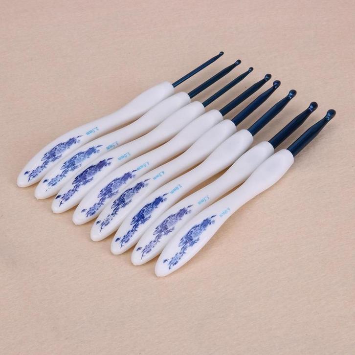 8 Delfts Blauw Haaknaalden Set / Haaknaald Haken Naalden, Hobby en Vrije tijd, Breien en Haken, Nieuw, Haken, Naald, Verzenden