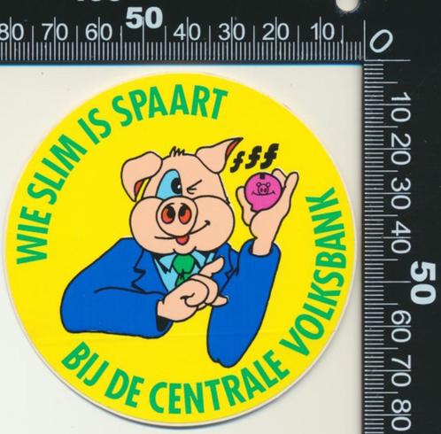 Sticker: Centrale Volksbank - Wie slim is spaart bij de, Verzamelen, Stickers, Ophalen of Verzenden