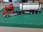 Tekno scania T 164 v8 580 met vloeistofcontainer op chasis, Hobby en Vrije tijd, Modelauto's | 1:50, Ophalen of Verzenden, Zo goed als nieuw