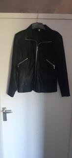 STOERE ZWARTE LEDEREN BIKERJACK, Kleding | Dames, Maat 42/44 (L), Zo goed als nieuw, Zwart, Ophalen