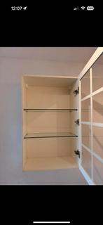 Crème Wandvitrinekast, Huis en Inrichting, Kasten | Vitrinekasten, Ophalen, Minder dan 50 cm, Gebruikt, Glas