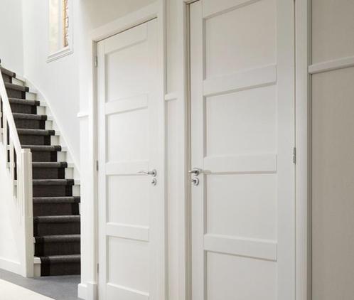 Moderne witte binnendeur 4 vaks stomp en opdek, Doe-het-zelf en Verbouw, Deuren en Horren, Nieuw, Binnendeur, 200 tot 215 cm, 80 tot 100 cm