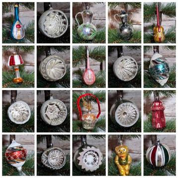 Oude antiek vintage kerstballen beertje mandje vuurtoren ban beschikbaar voor biedingen