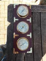 Baro hygro en thermometer 3 in 1 op houten wandbord, Gebruikt, Ophalen of Verzenden