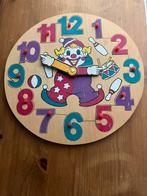 Houten speelgoed puzzel-klok., Ophalen of Verzenden, 10 tot 50 stukjes, Gebruikt