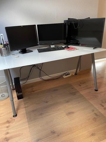 Bureau 80x160 wit glas 