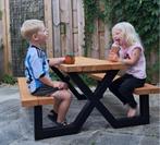 Kinder picknicktafel douglas hout/staal, Tuin en Terras, Picknicktafels, Staal, Niet ingevuld, Nieuw, Ophalen of Verzenden