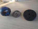 Medicijnbal, ijzeren en rubberen halterschijven, Sport en Fitness, Fitnessmaterialen, Ophalen, Gebruikt, Benen, Halterschijven
